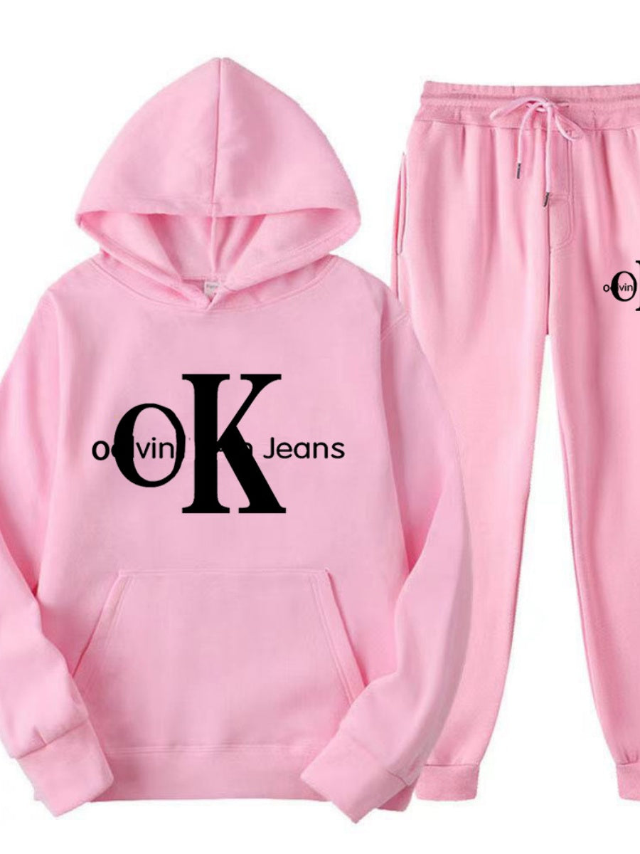 Sports Printed Hoodies Sweatpants 2-piece Sets