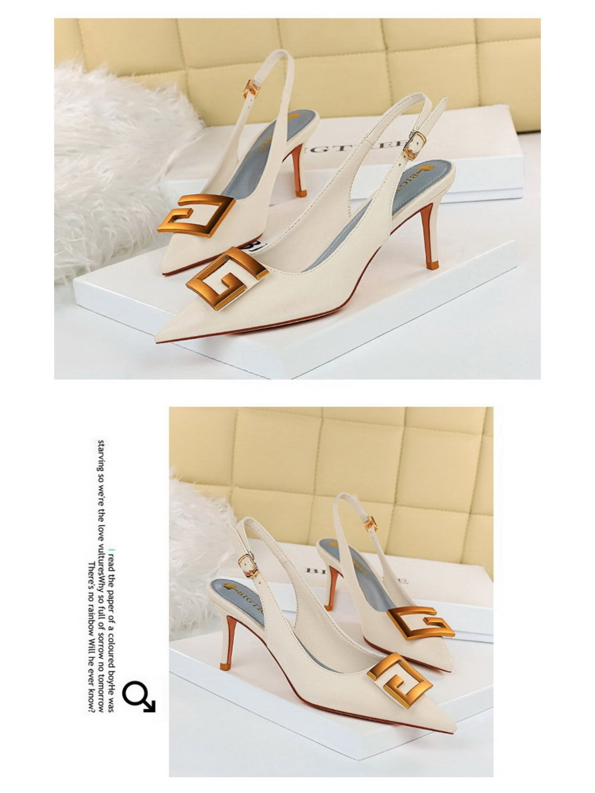 Liber Spring and Autumn Metal Buckle Women's High Heels