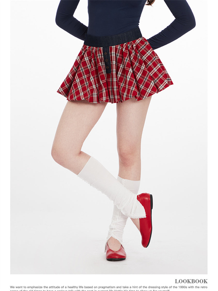 Liber Summer Women's Pleated Stripes/Plaid Skirts