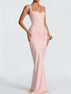 Sexy Pleated Halter-neck Fishtail Design Elegant Strapless Bodycon Dress
