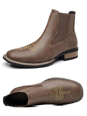 Western Embroidered Chelsea Boots