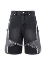 Five-pointed Star Patchwork Loose-fit Straight-fit Denim Mid-length Pants Shorts