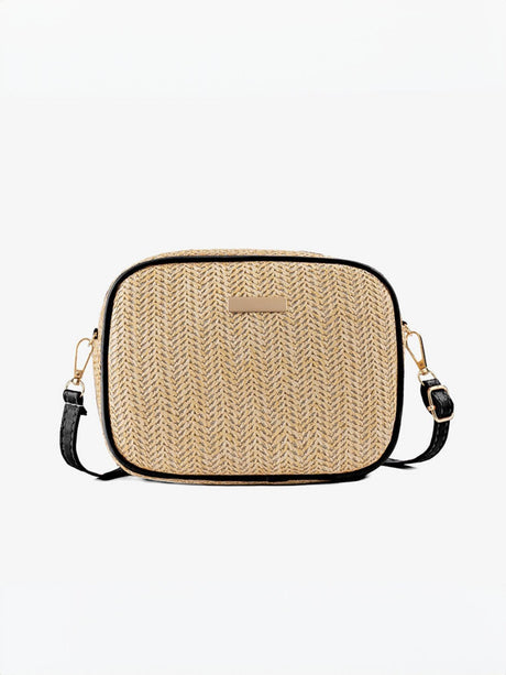 Holiday Straw Woven Oval Crossbody Bag