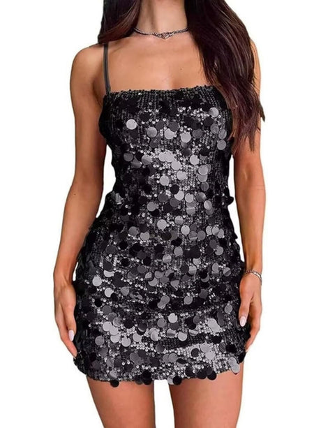 Sequins Camisoles Parties Cocktail Party Hip-hugging Mini&Short Dresses