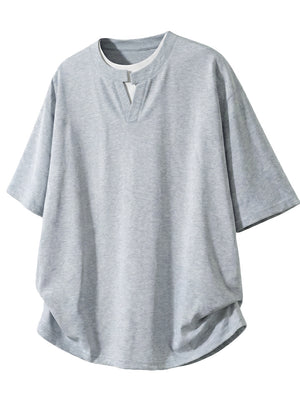 Simplicity Layered-look Loose-fit Asymmetrical T-shirts