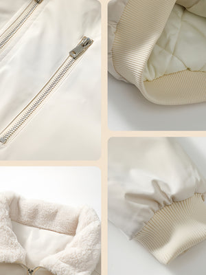 Casual Faux Lambswool Lapel Cotton Coat