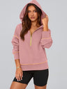 Lapel Splicing Hood Long Sleeve Half Zipper Hoodies