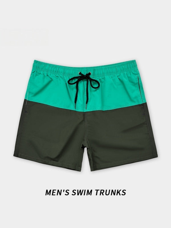 Loose-fit Straight-fit Breathable Color-blocked Four Points Beach Shorts