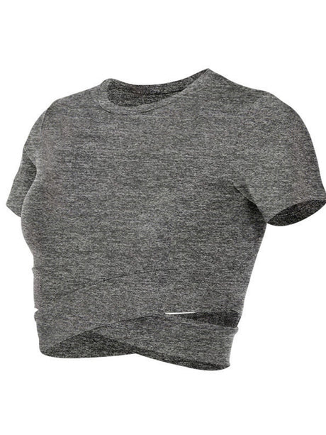 Cross Neck Tight-fitting Shorts Exercise And Fitness Yoga Short-sleeved T-shirt
