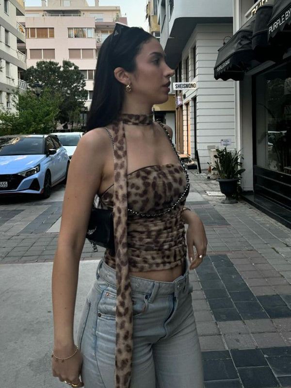 Liber Winter Women's Printed Leopard Tank tops&Camis