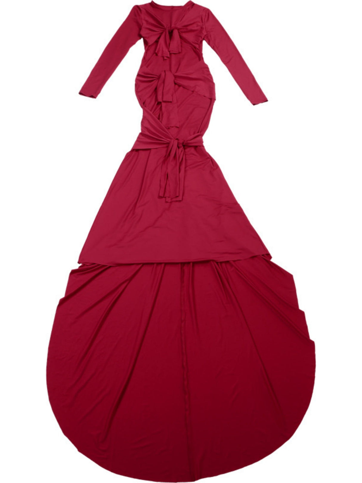 Backless Hollow Long Sleeve Solid Color Temperament Dress Sexy Slim Long Dress