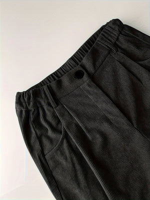 Retro-style Corduroy High-waisted Pocket Casual Trousers