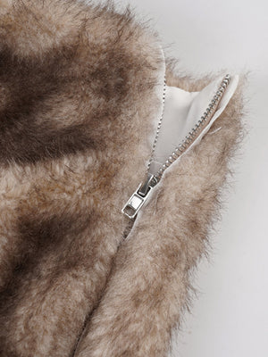 Side Pleats Low-rise Furry Bodycon Skirt