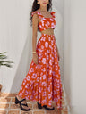 Solid Color Ruffled Trim Two-piece Suspender Skirt Set