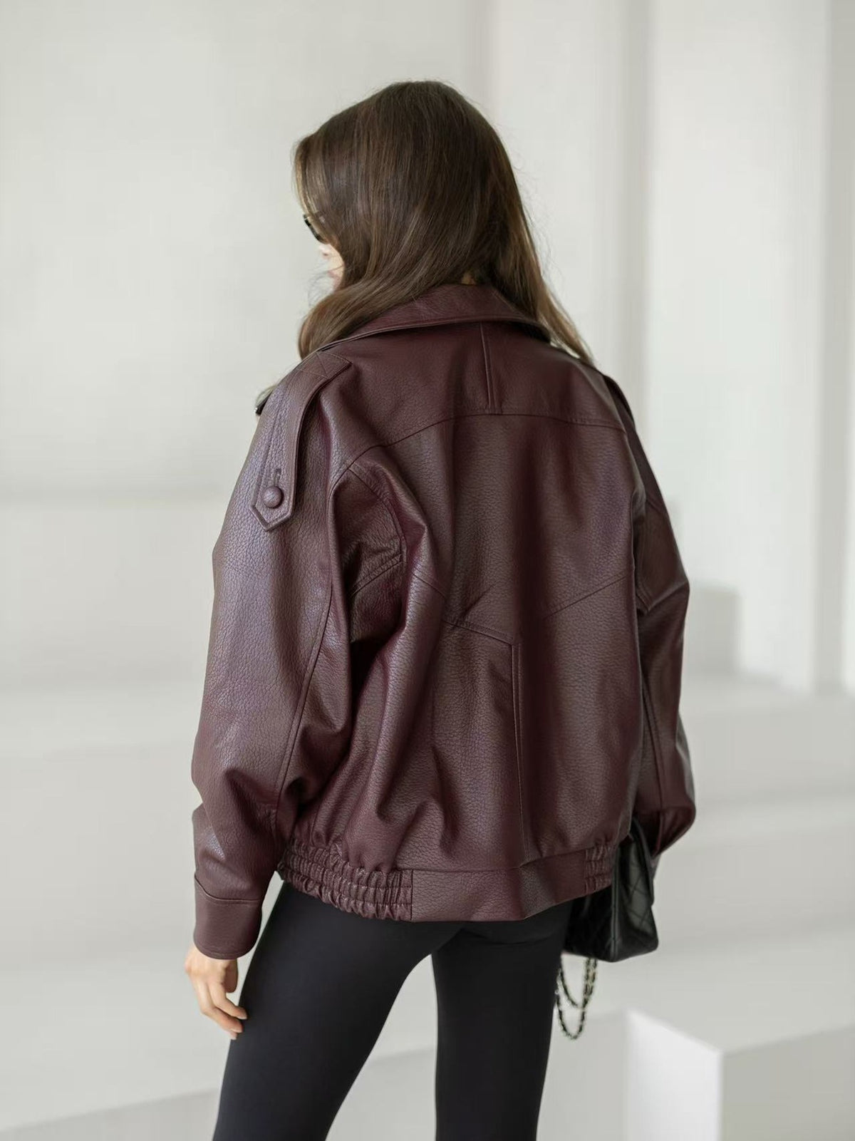Retro Motorcycle Style Leather Jacket With Stand-up Collar