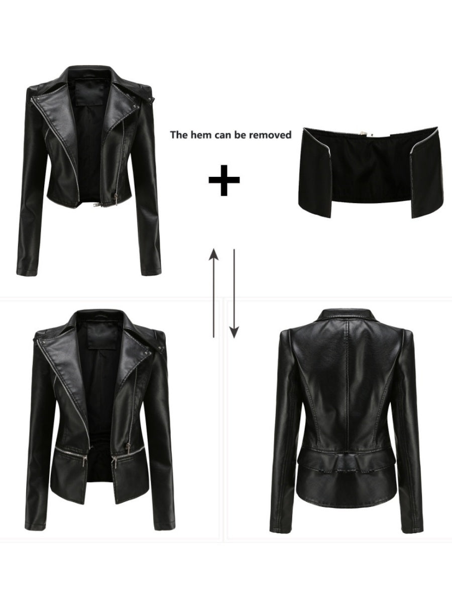 Removable Hem Zipper Leather Jacket