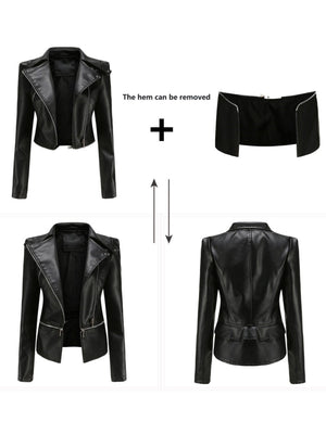 Removable Hem Zipper Leather Jacket