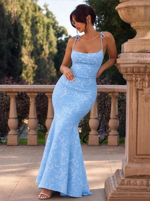 Unique Backless, Fitted Waist, Bodycon Fishtail Maxi Dress