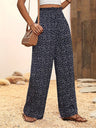 Printed Elastic Waistband High-waisted Loose-fit Pants