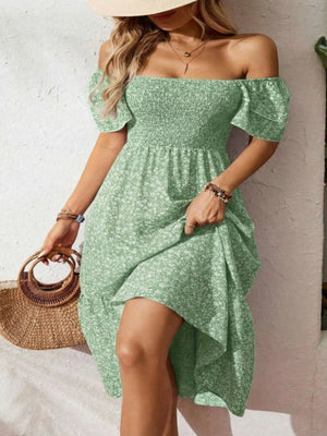 Floral Print Square Neckline And Puff Sleeves Maxi Dresses