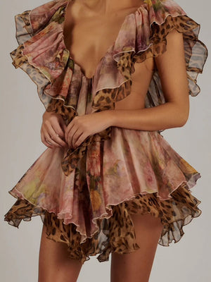 Ruffle Off-shoulder Ruffle Irregular Hem Mini&Short Dresses