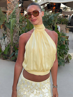 【SHIP AS USUAL】Backless Halter Jacket Tank Tops