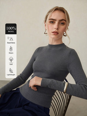 100% Merino Cotton & Wool Seamless Turtleneck Sweater