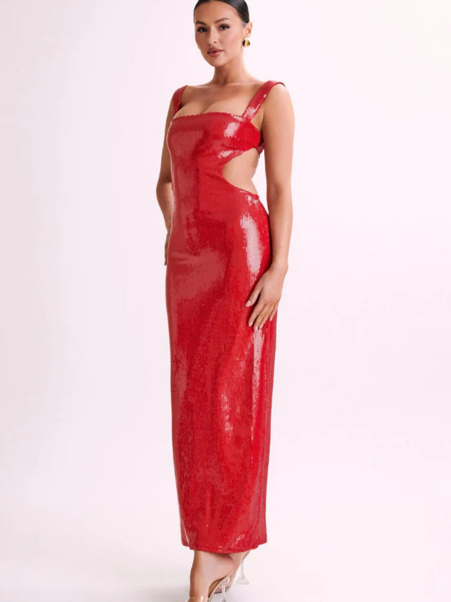 Liber Women's Bright surface Solid Color Party Maxi Dresses