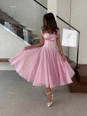 Mesh Splicing Waist Big Swing Maxi Dresses