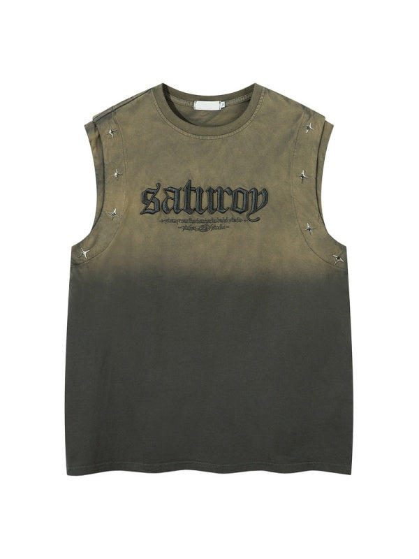 Letter Embroidery Loose-fit Personality Tank Tops