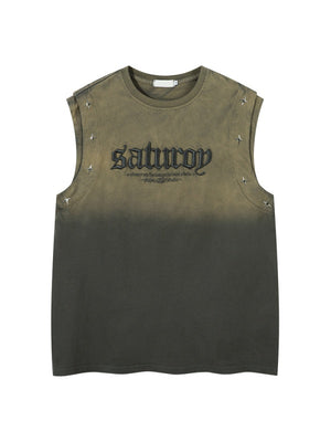 Letter Embroidery Loose-fit Personality Tank Tops