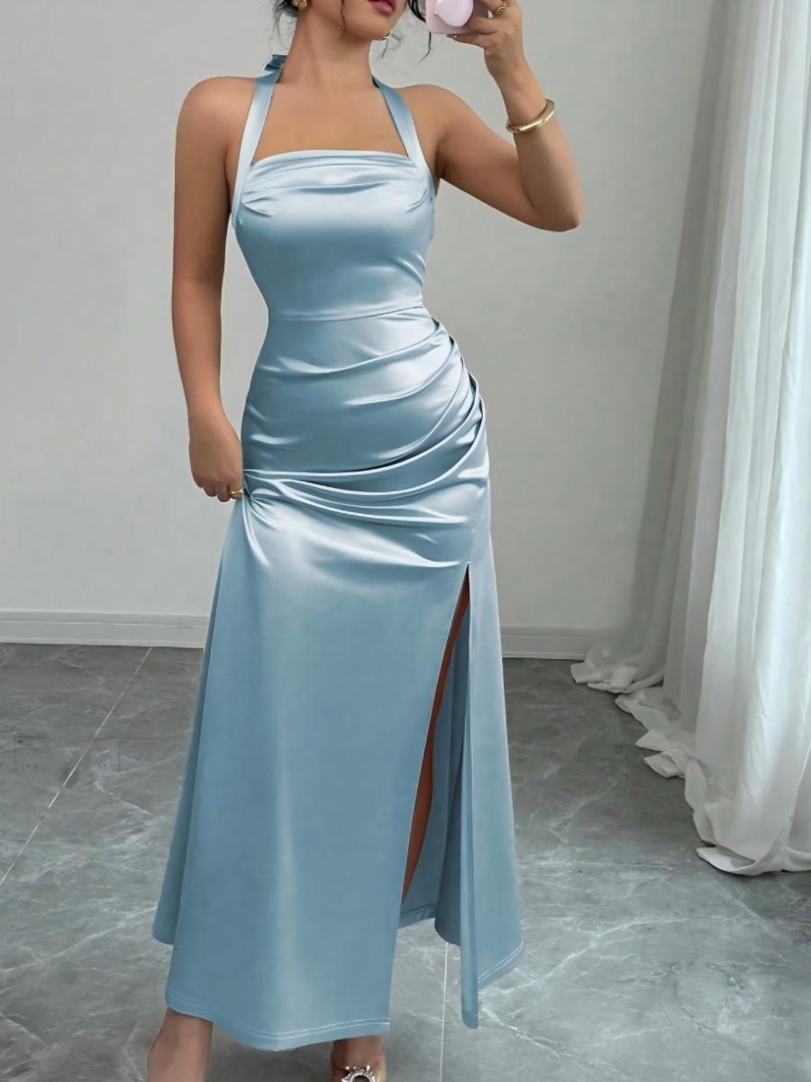 Backless Strapless Bodycon Long Dress With Slit