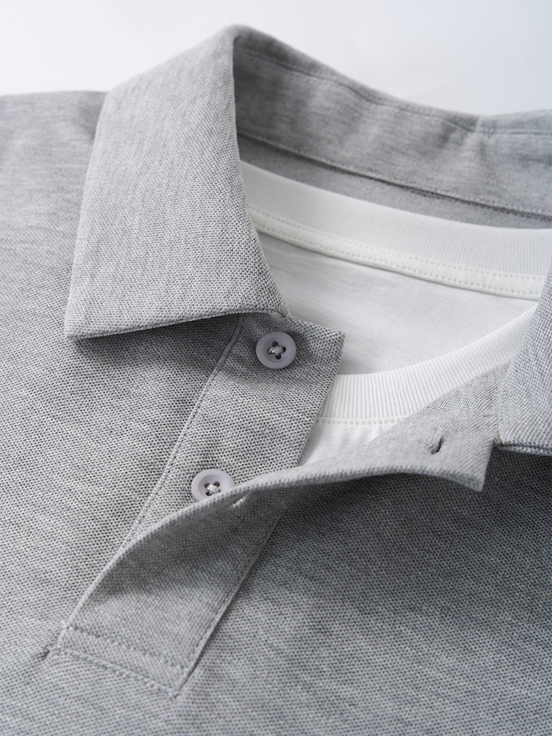 Layered-look Patchwork Business Polo Shirt
