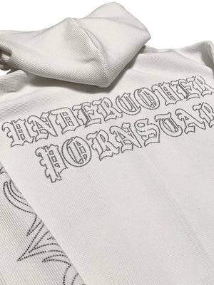 Crew Neck Loose Letter Rhinestone Zip-up Hoodie