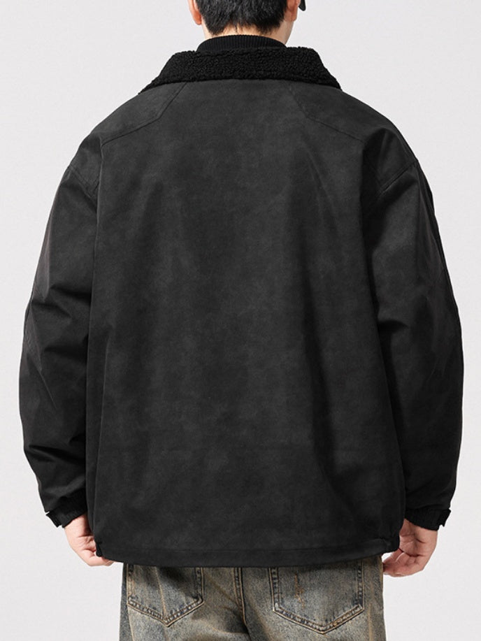 Maillard Tie-dye Imitation Lambskin Work Jacket