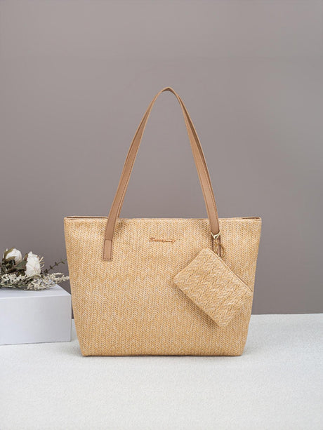 Solid Color Vacation Straw Tote Bag