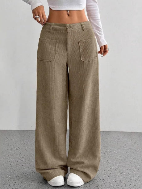 Pocket Loose Wide-leg Pants