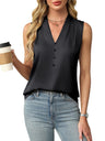 V-neck Satin Buckle Grace Commuting Tank Tops