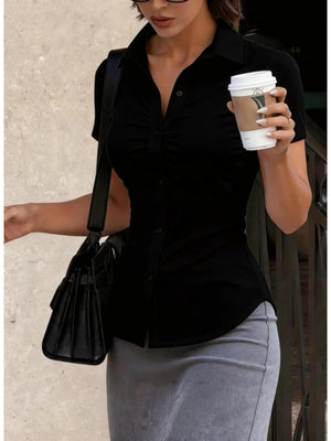 Cropped Slim-fit Profession Waist Shirts