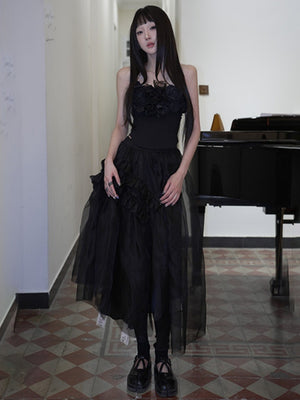 Ruffles Silk Organza Midi Skirt (with Petticoat)