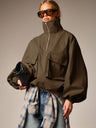 Workwear Style Long-sleeved Coat
