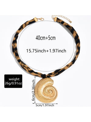 Leopard Print Seashell Starfish Necklace