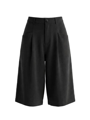 Imitation Linen Loose-fit 7 Points Dress Pants Shorts