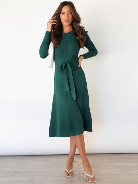 Puff Sleeves Knitted Skirt High-waisted Full Skirt Maxi Dresses