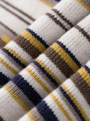 Retro Contrasting colors Stripes Lapel sweater