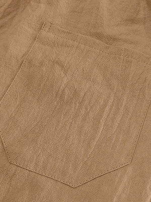 Flax Drawstring Breathable Beach 7 Points Shorts
