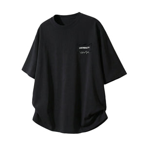 Color-blocked Letter Applique Loose-fit T-shirts