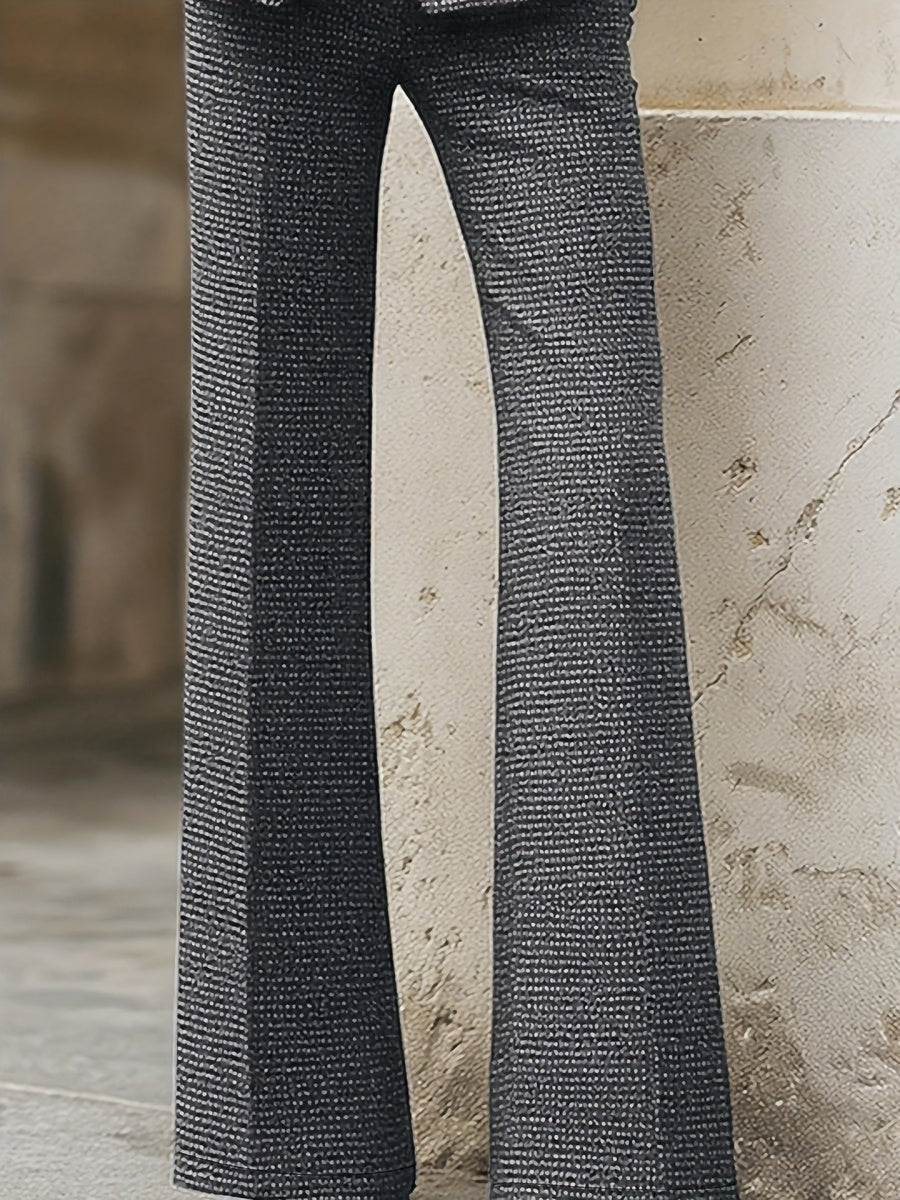 Schmal geschnittener Anzug mit Knöpfen, Schlaghosen, 2-teilige Sets für Pendler