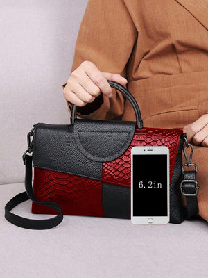 Snake-print Color-block Clutch/crossbody Bag