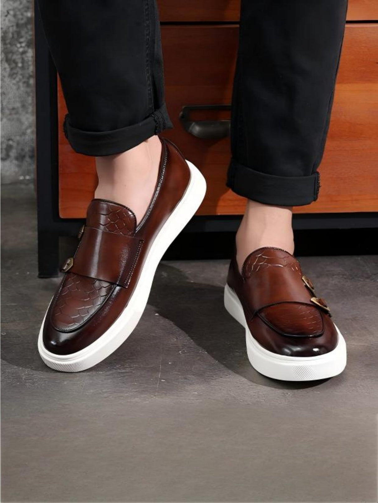 Snakeskin Embossed Slip-on Loafers